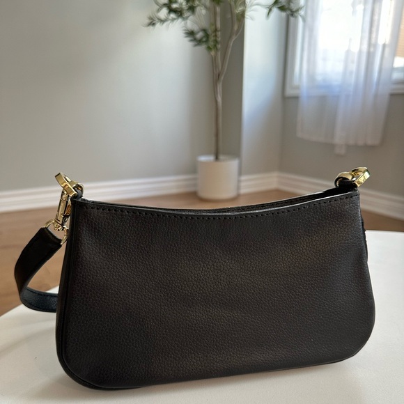 Black Genuine Leather Baguette Bag - Picture 4 of 9